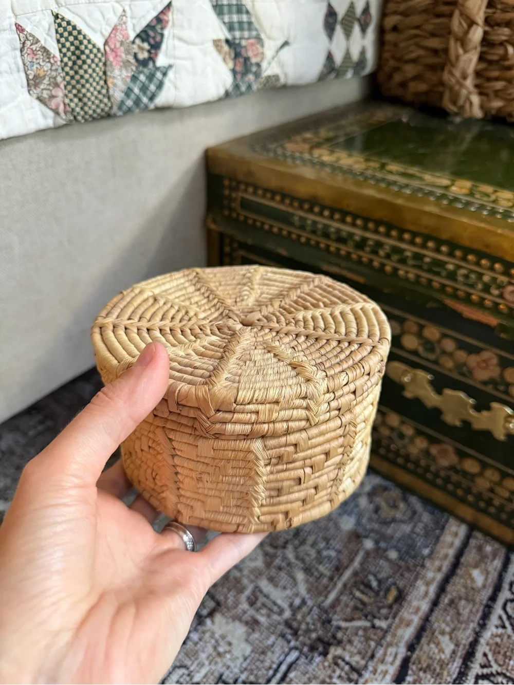 Small Woven Lidded Basket